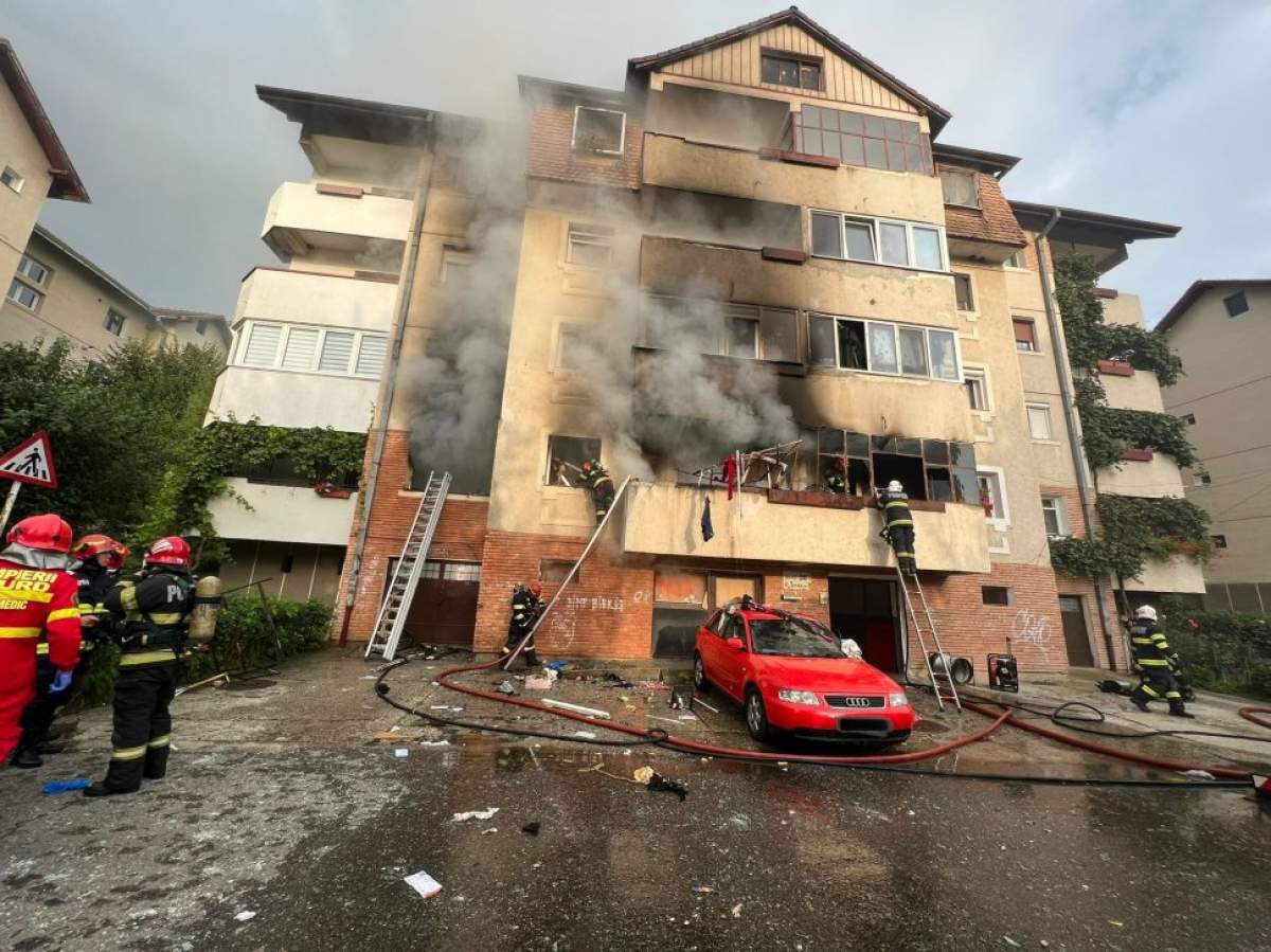Fotografie cu explozia urmată de incendiu din Sibiu