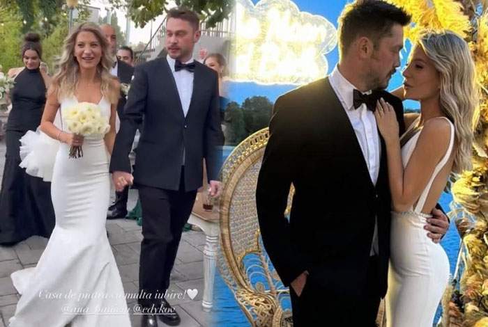 Cum arată rochia de mireasă purtată de Ana Baniciu la cununia religioasă. Vedeta și iubitul ei, Edy Kovacs, au devenit soț și soție și în fața lui Dumnezeu / FOTO