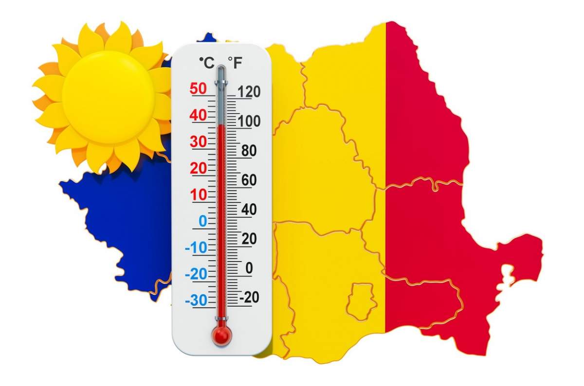 Conceptul de căldură în România. Redare 3D izolata pe fundal alb
