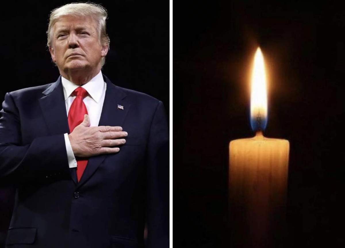 Donald Trump și o lumânare pe fundal negru