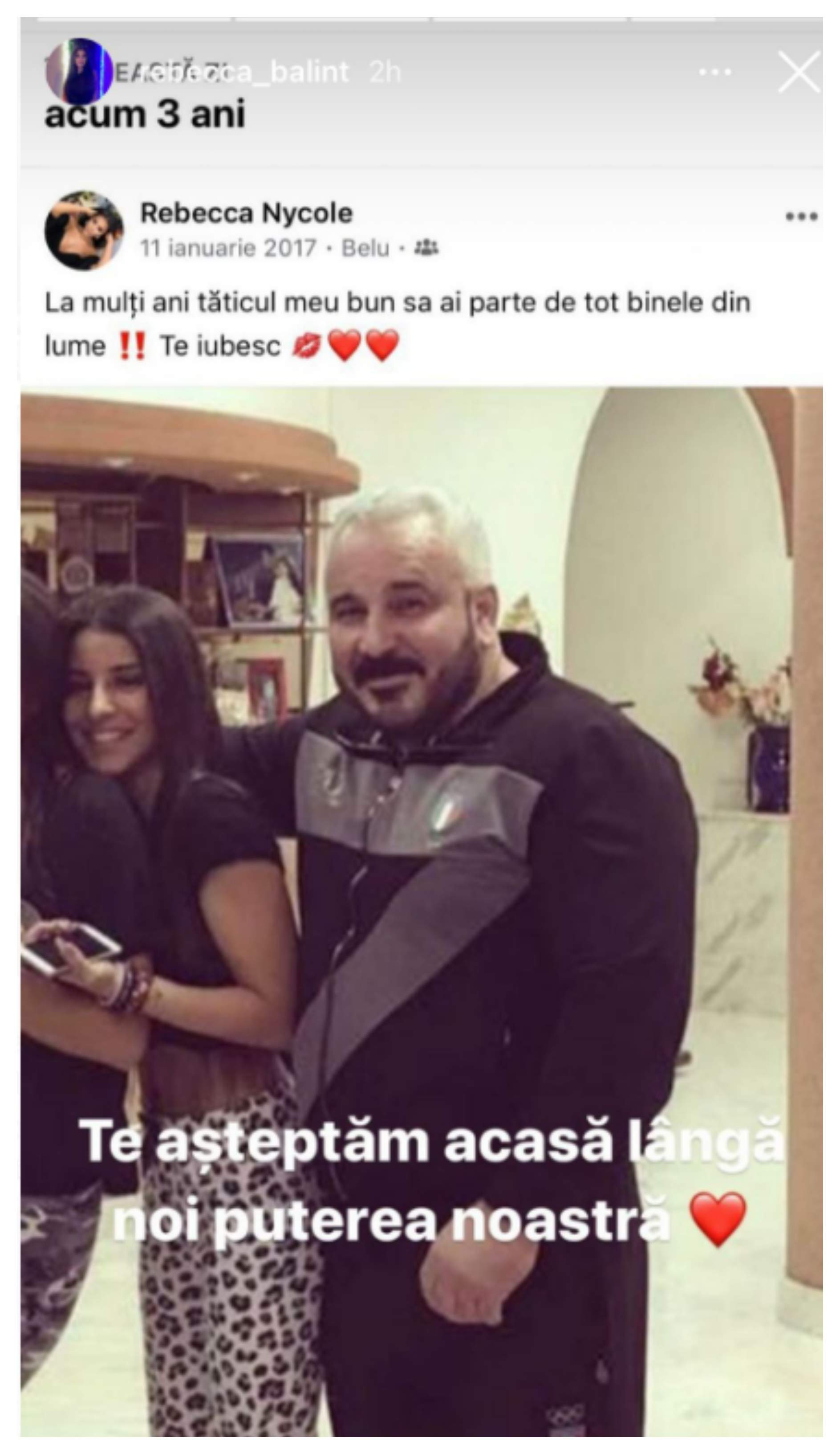 Ce urare i-a făcut Rebeca Balint tatălui ei, Sile Cămătaru, cu ocazia zilei de naștere. Mesajul transmis pe rețelele de socializare: ”Te iubim enorm” / FOTO