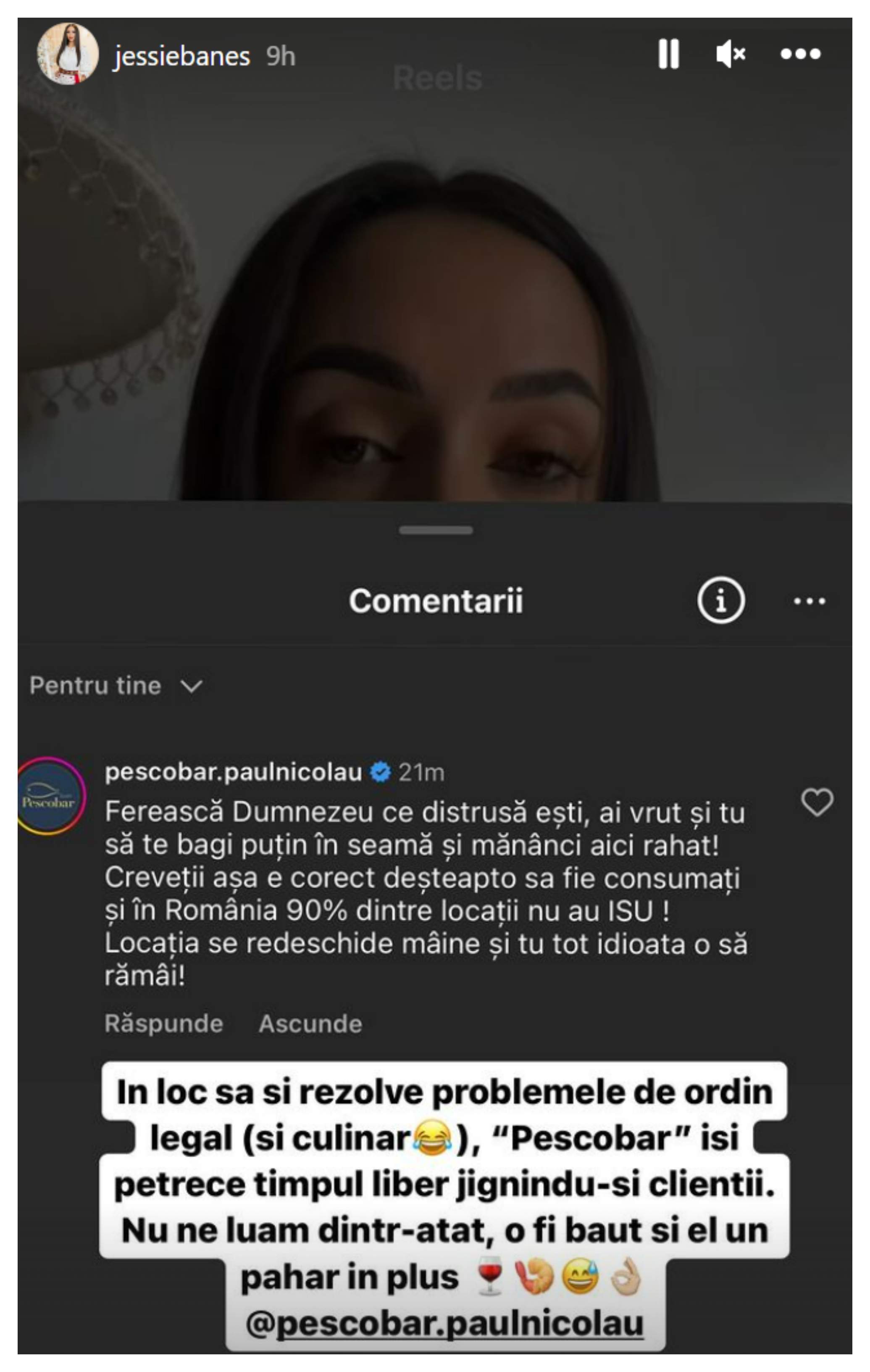 Jessie Baneș, jignită de Pescobar, pe rețelele de socializare. Cântăreața a reclamat problemele restaurantul din Cluj-Napoca: ”Ferească Dumnezeu”