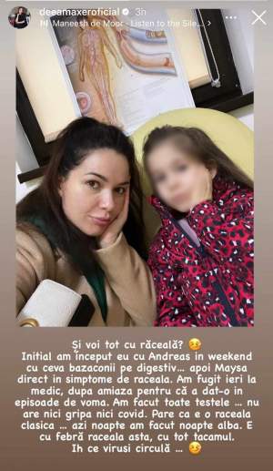 Fiica Deei și a lui Dinu Maxer este bolnavă! Vedeta a dus-o de urgență la medic: ”Am făcut noapte albă” / FOTO