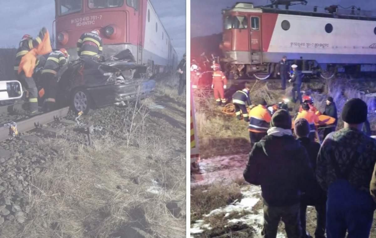 Două persoane şi-au pierdut viaţa, după ce un tren a intrat din plin într-un autoturism, la o trece de nivel cu calea ferată