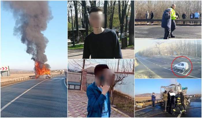 Circulația rutieră a fost oprită total, pentru stingerea incendiului de către pompieri