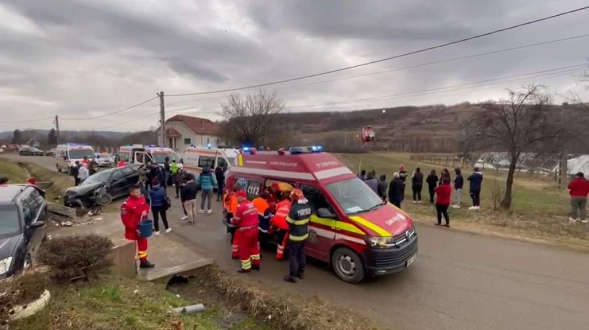 imagine de la locul accidentului în Gorj