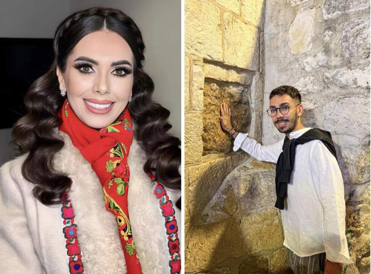 Colaj Georgiana Lobonț în costum popular și Armin Nicoară Colaj Georgiana Lobonț și Armin Nicoară