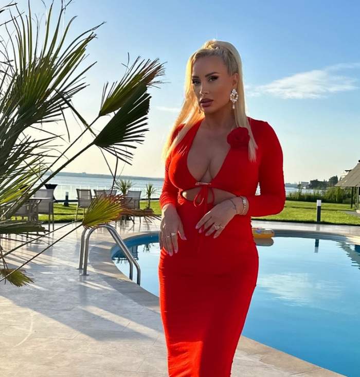 simona trasca in rochie rosie