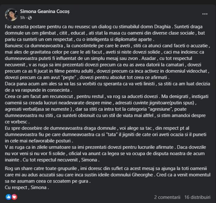 Simona de la Mireasa, sezonul 10, replică tranșantă pentru tatăl lui Sorin, în urma acuzațiilor grave. Cum a reacționat, după ce domnul Gheorghe a spus că ea ar avea datorii la cămătari