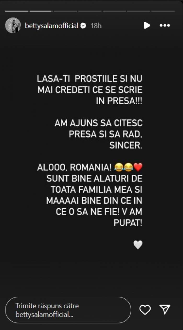 Betty Salam, prima reacție după ce s-a zvonit că ar avea probleme cu părinții lui Cătălin Vișănescu. Ce se întâmplă în familia fiicei lui Florin Salam