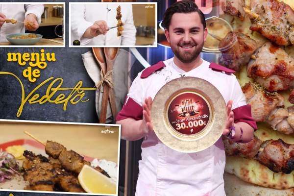 Rețetă de souvlaki de porc cu salată de ceapă. Cum obții cele mai suculente frigărui din carne. Sfaturile lui Janni Alexandridis, la ”Meniu de vedetă”