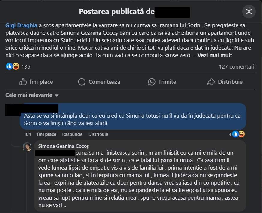 Simona de la Mireasa, sezonul 10, replică pentru cei care au acuzat-o că stă din interes cu Sorin. Fosta concurentă vrea să facă pace cu tatăl iubitului ei