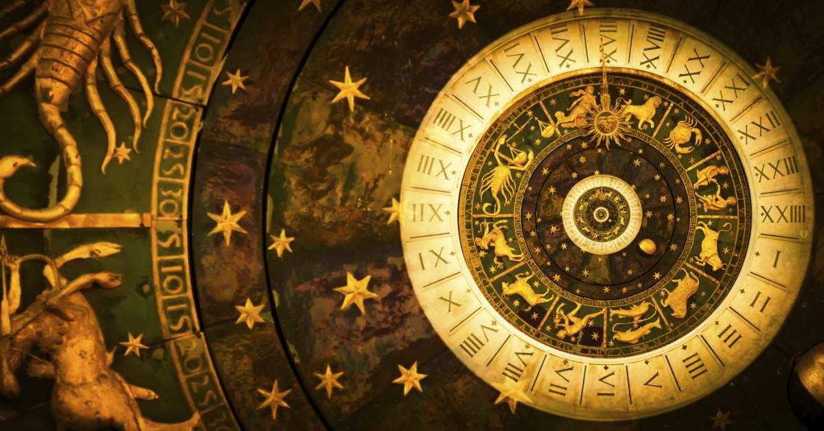 Zodiac Signs Horoscop fundal. Concept pentru fantezie și mister, negru