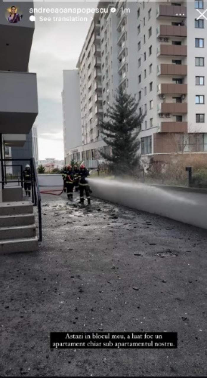 Andreea Popescu, momente de panică. Un incendiu a izbucnit în apartamentul vecinilor ei. Ce gest a făcut vedeta înainte de sosirea pompierilor / VIDEO 