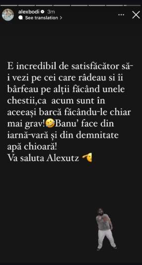 Alex Bodi, un nou apropo subtil! Omul de afaceri, mesaj pentru persoanele care ar face orice pentru bani: "Demnitate..." / FOTO