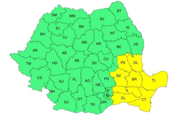 Anunț ANM de ultimă oră! Cod galben de vijelie în opt județe din România. Harta zonelor vizate / FOTO