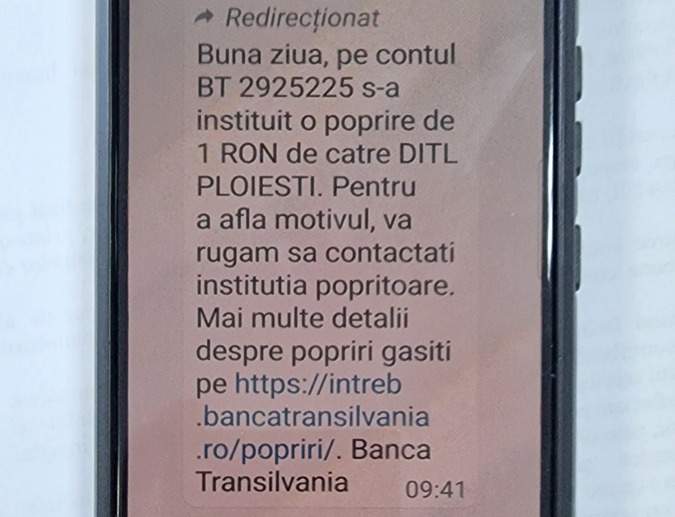 Mesaj cu fraudă online