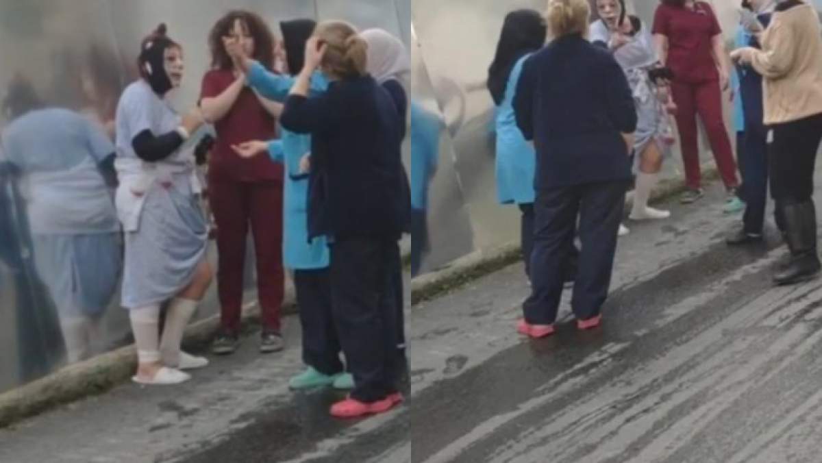 Două imagini cu femeia care a fugit din spital, după ce și-a făcut intervenții estetice Colaj cu femeia carea fugit din spital, după ce și-a făcut intervenții estetice