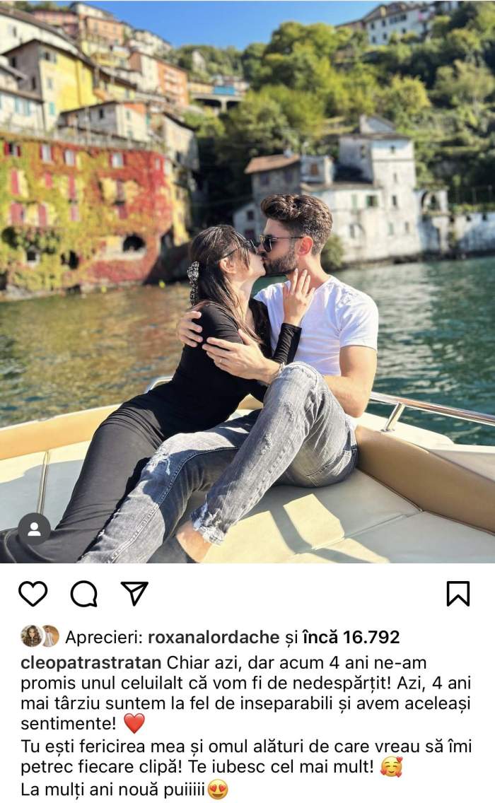 Captură ecran cu mesajul postat de Cleopatra Stratan pe Instagram
