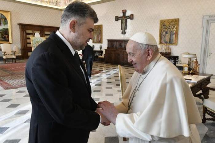 Papa Francisc și Marcel Ciolacu