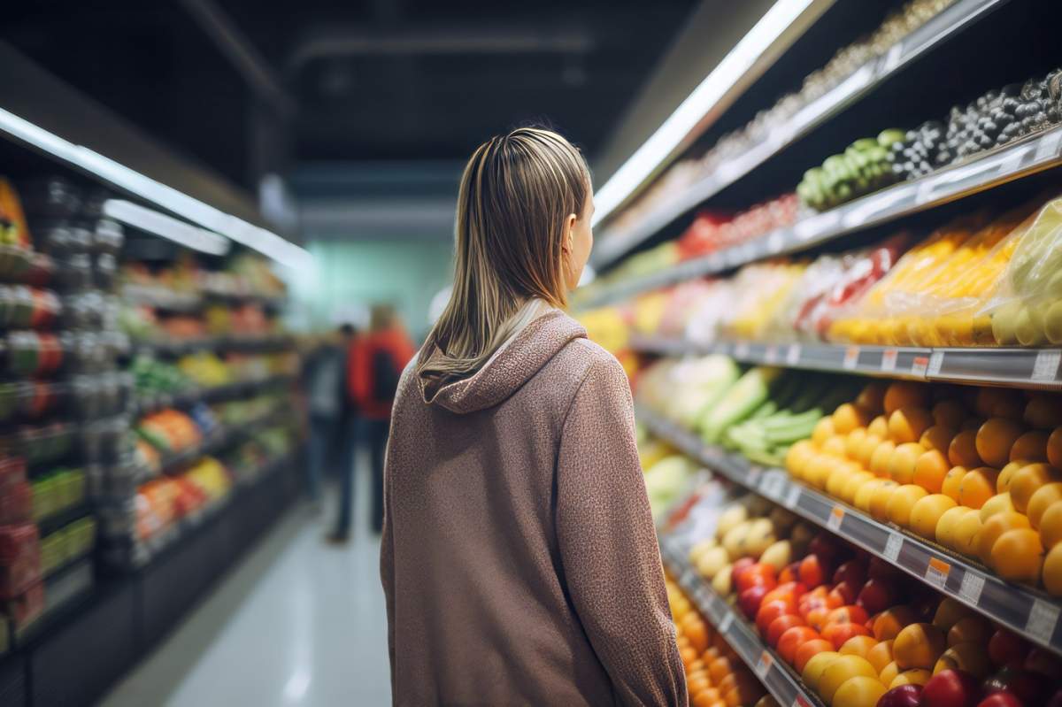 femeie la cumparaturi supermarket
