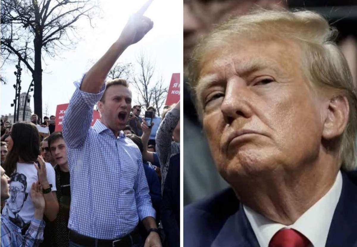 Colaj Alexei Navalnîi protestând și Donald Trump Colaj Alexei Navalnîi și Donald Trump