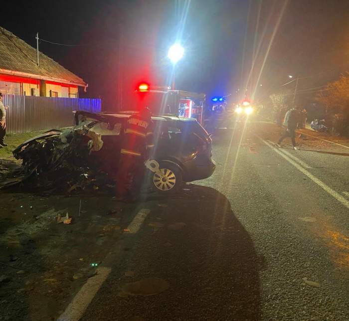 mașina lovită în accidentul din Gorj