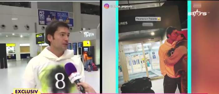 Radu Vâlcan la aeroport, înante de plecarea în Thailanda