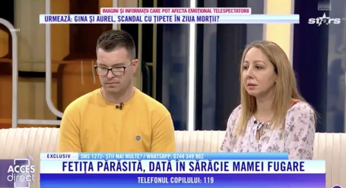 Imagine cu Maria, mama adoptiva a unei fetițe din spital, si soțul ei