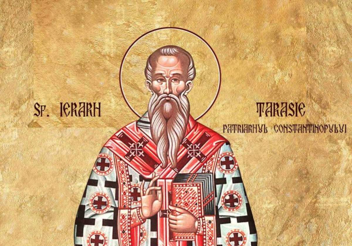 Imagine cu icoana Sfântului Tarasie, Patriarhul Constantinopolului.
