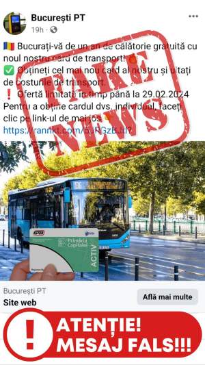 Semnal de alarmă pentru români! O nouă fraudă online, în numele Societății de Transport București / FOTO