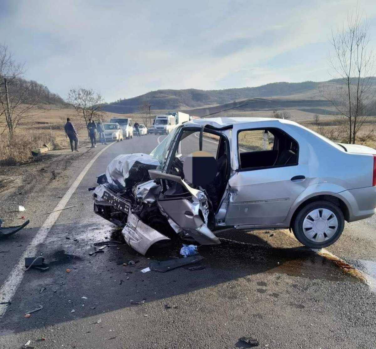 mașina distrusă în Brașov