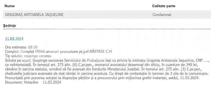 Decizie de ultimă oră în dosarul psihopatei care a încercat să o omoare pe Mirela Vaida / Hotărârea instanței