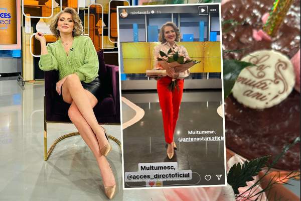 Mirela Vaida, sărbătorită în avans de echipa Acces Direct. Prezentatoarea TV va împlini mâine 42 de ani / VIDEO