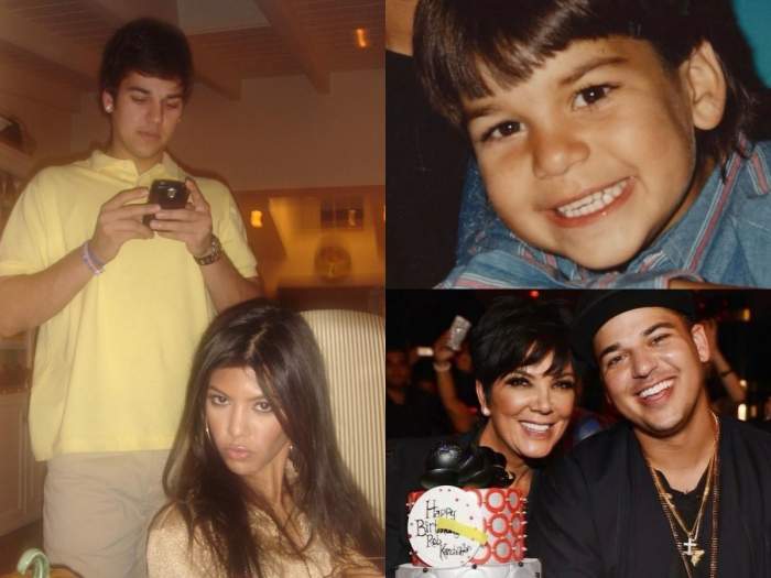Colaj foto din trei imagini cu Rob Kardashian, Kris Jenner si Kourtney Kardashian