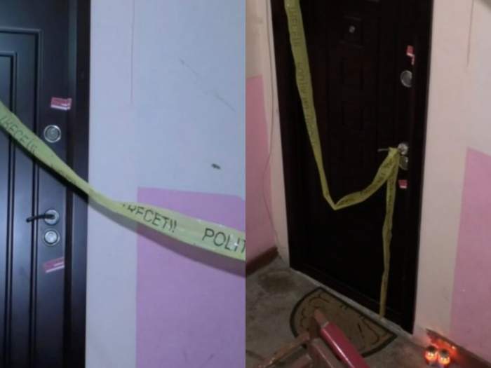 Colaj foto din doua imagini cu apartamentul unde a avut loc crima de la Drobeta-Turnu Severin