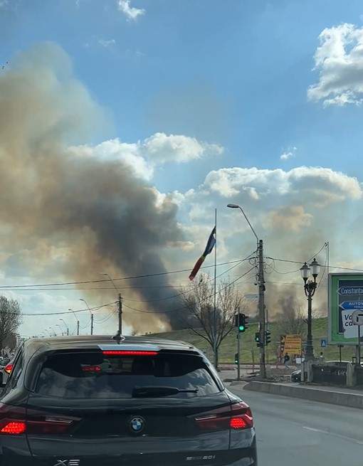 Incendiu puternic în Delta Văcăreşti. Flăcările s-au extins pe 1.000 de metri pătrați / FOTO