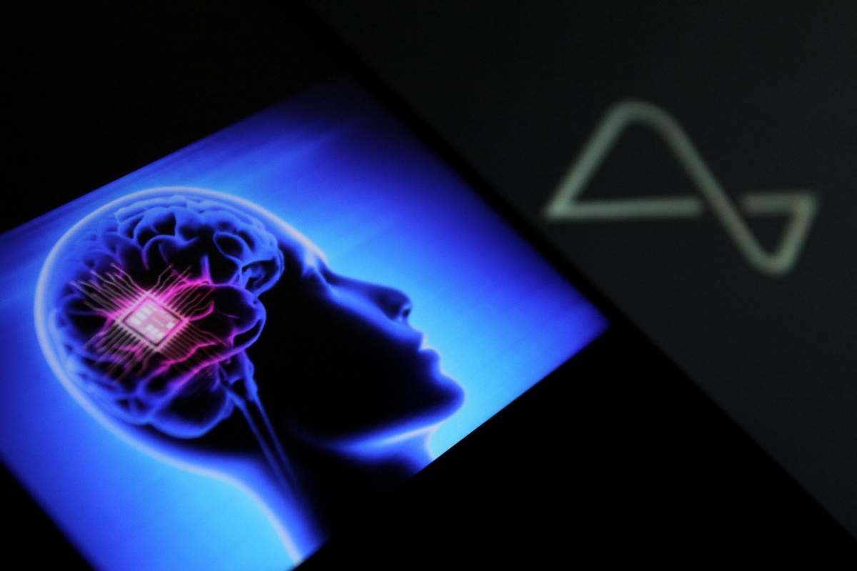 Compania Neuralink cu un desen albastru cu un creier uman