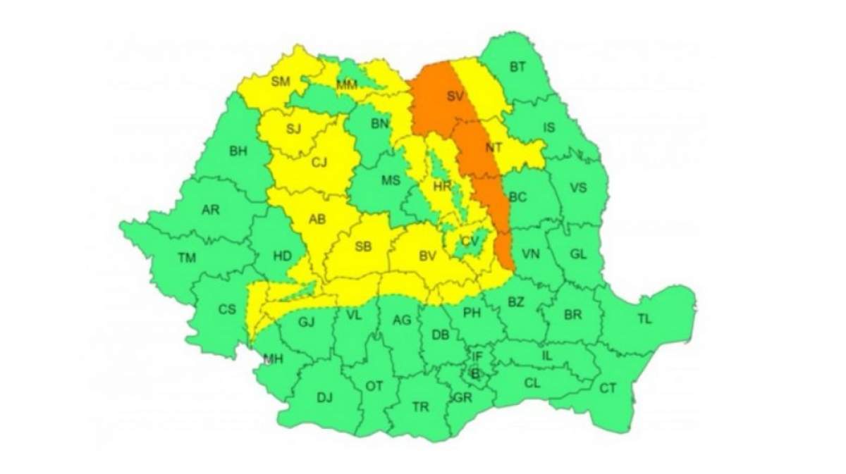 Harta României atenționare meteo