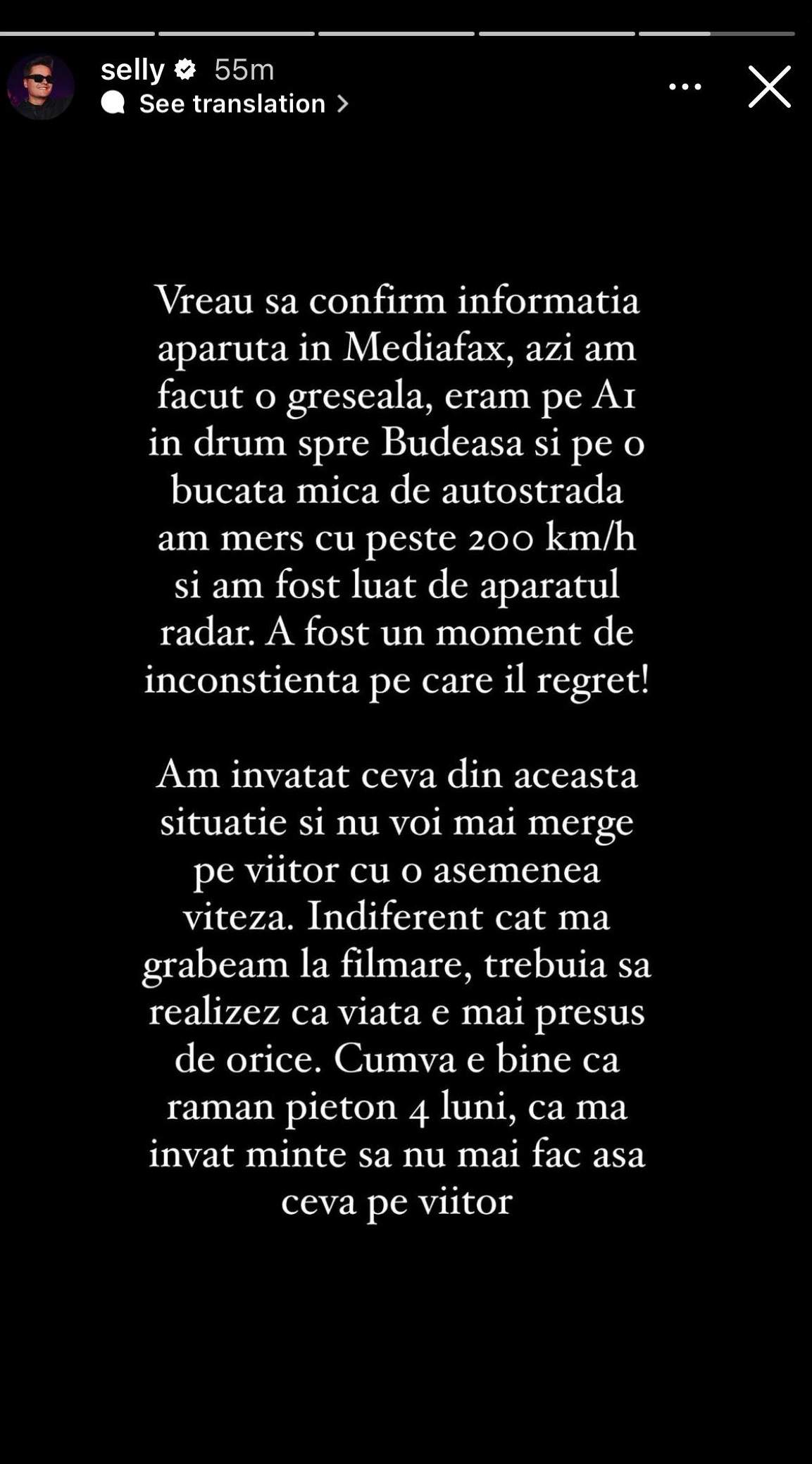 Selly, prima reacție după ce a rămas fără permisul de conducere: „Un moment de inconștiență...”. Vloggerul recunoaște că avea 200 de km/h pe Autostrada A1