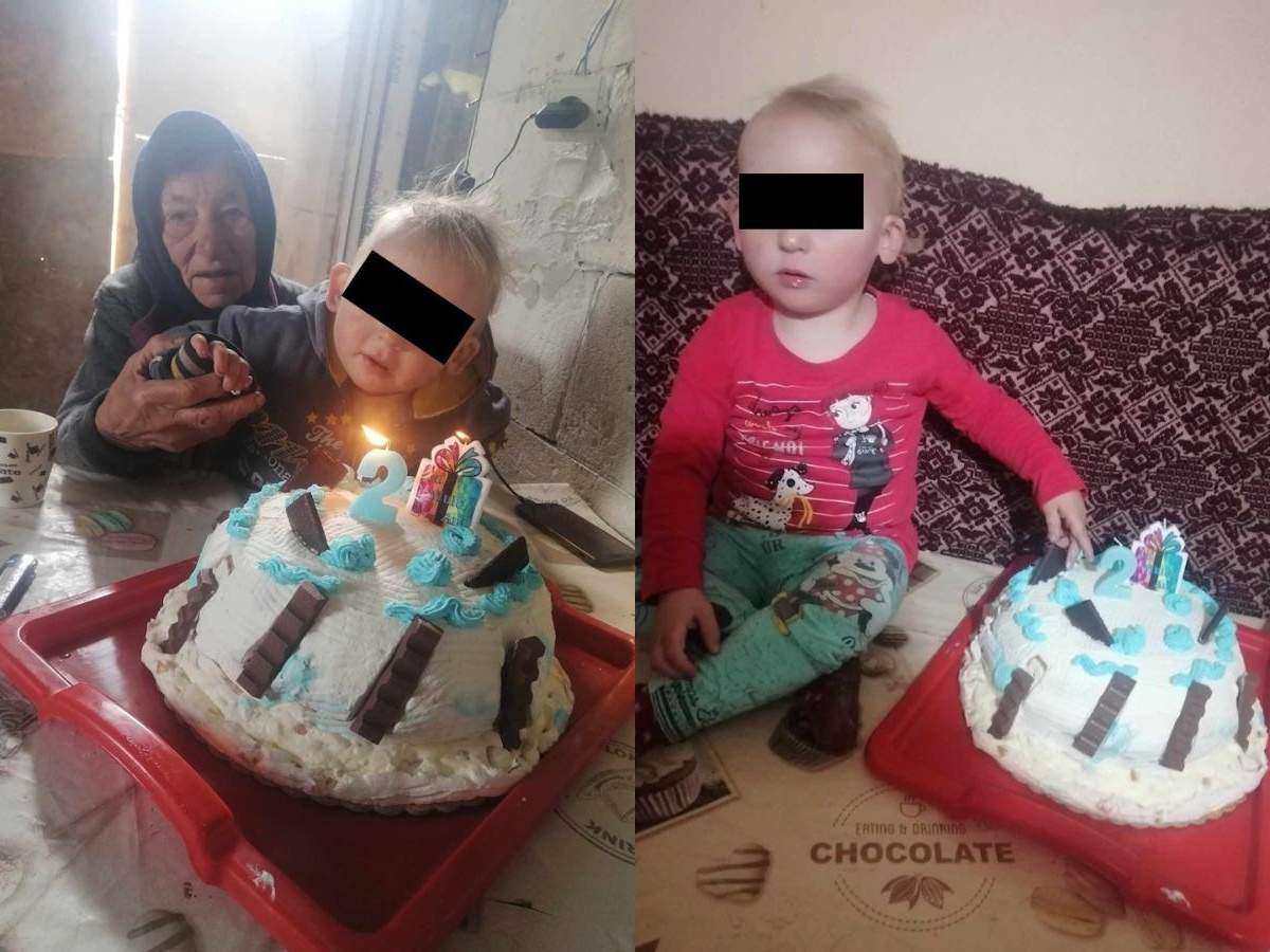Colaj foto din doua imagini cu Ștefan, băiețelul de 2 ani, din Dolj, care a murit chiar de ziua lui
