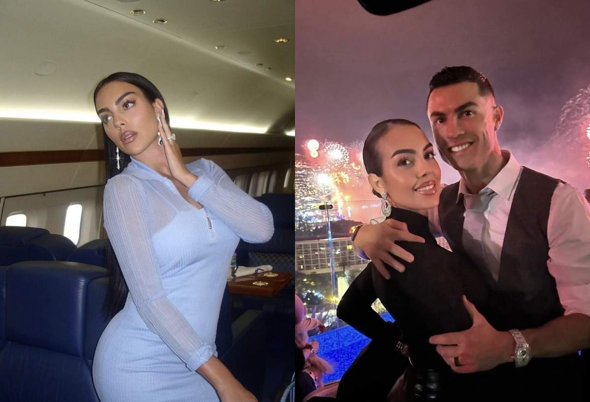 Colaj foto din doua imagini cu Georgina Rodriguez si Cristiano Ronaldo