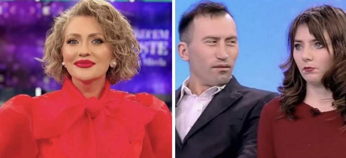 Colaj Mirela Vaida, îmbrăcată în rochie roșie, și Viorel cu Vulpița la Acces Direct Colaj Mirela Vaida și Viorel cu Vulpița