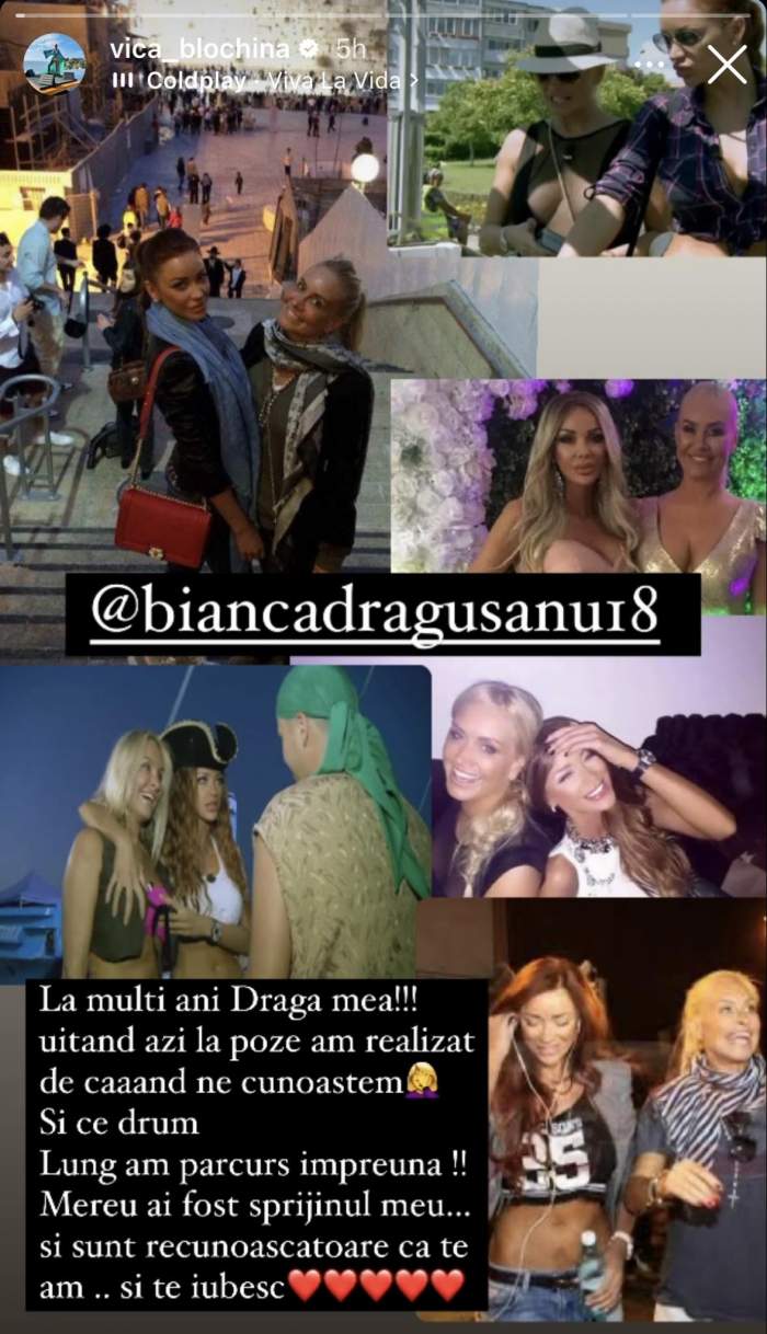 Vica Blochina a făcut o postare pentru Bianca Drăgușanu