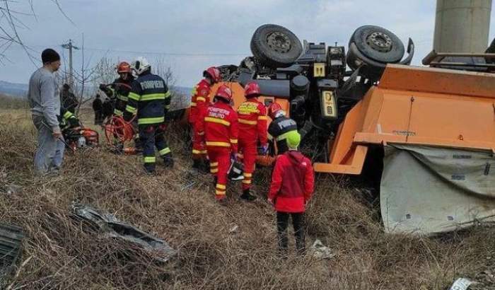 Imagine cu accidentul rutier cumplit în județul Sibiu
