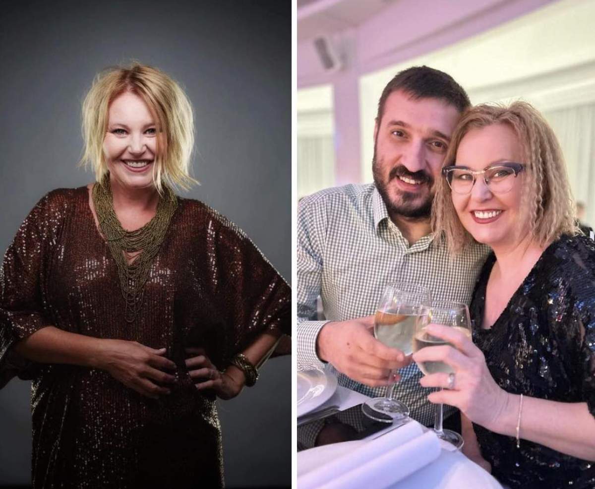 Colaj cu Tania Popa și soțul ei cu pahare în mâini Colaj cu Tania Popa și soțul ei