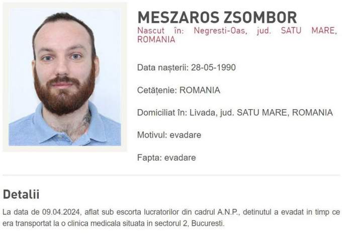 Un criminal a evadat ieri