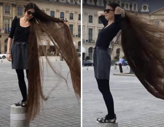 Colaj cu Alia Nasirova, femeia cu cel mai lung păr din lume