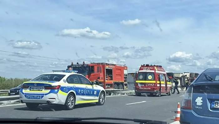 imagine de la locul accidentului de pe Autostrada Soarelui.