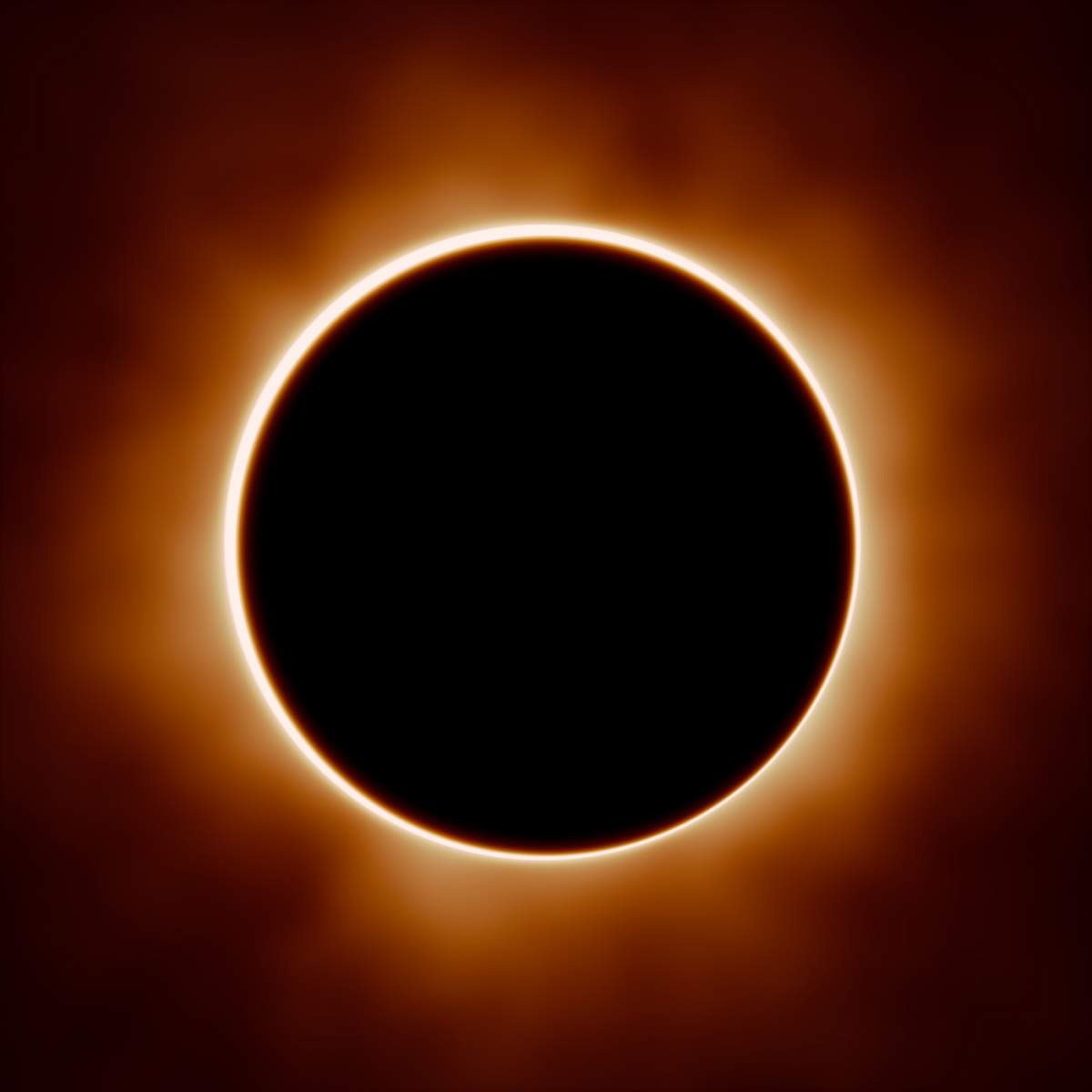 Eclipsa totală de soare, inel cu efect de strălucire, ilustrație 3D
